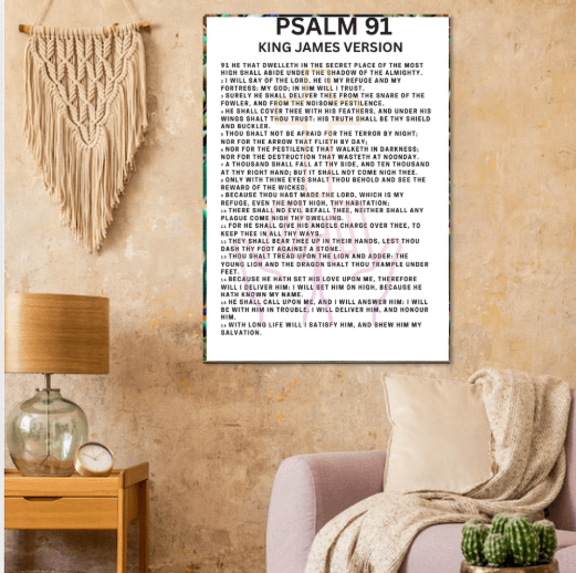 Psalm 91 Framed Poster | Minimal Bible Verse Art | Christian Home Decor product image (1)