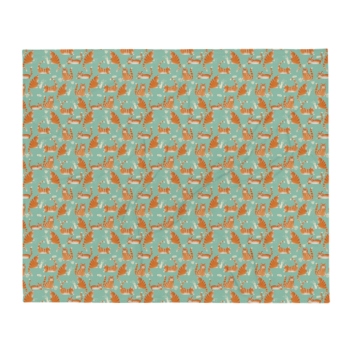 Bad Orange Tabby Cats Knocking Stuff Over Throw Blanket, Green product image (1)