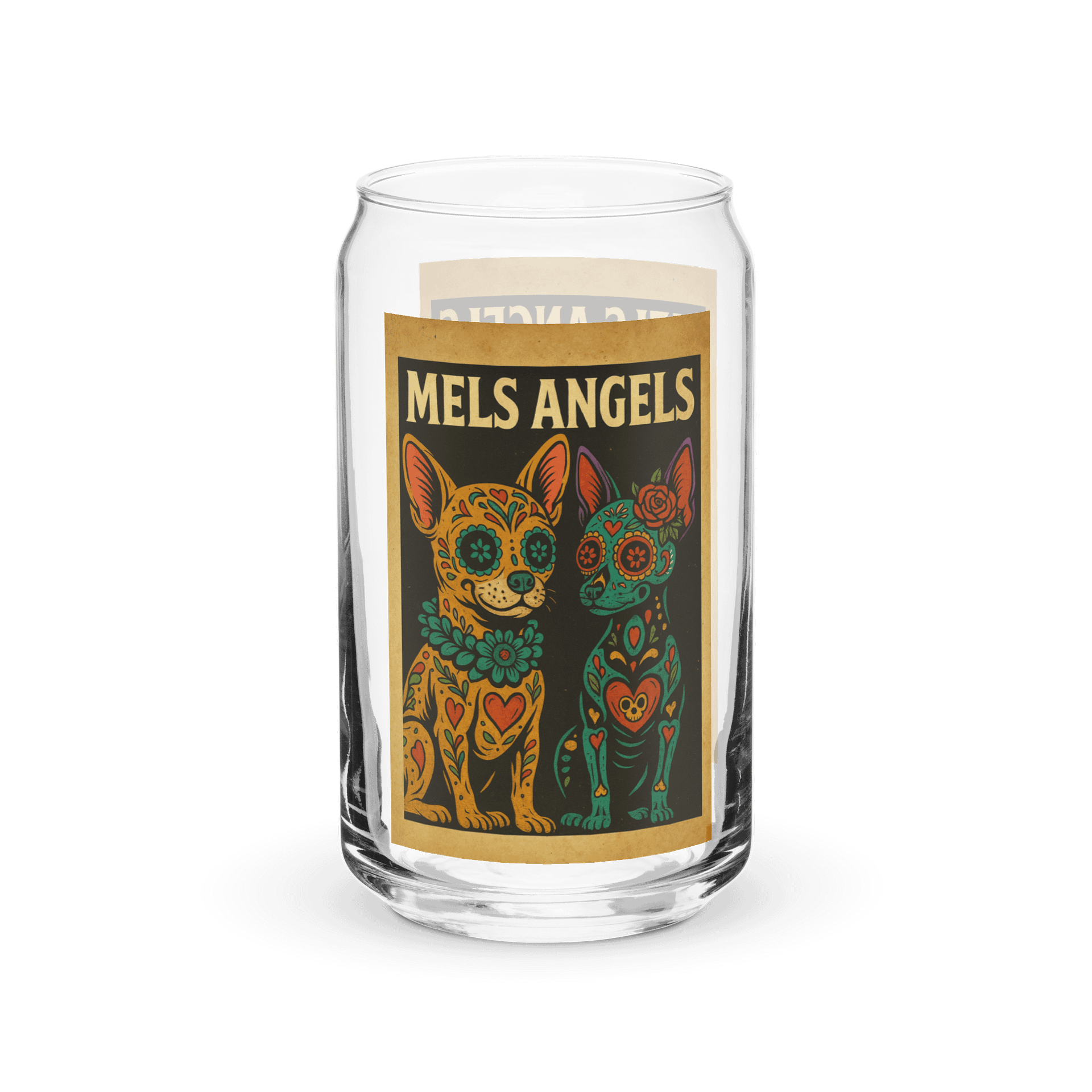 Mel’s Angels Can-Shaped Glass – Sugar Skull Chihuahuas Edition product image (3)