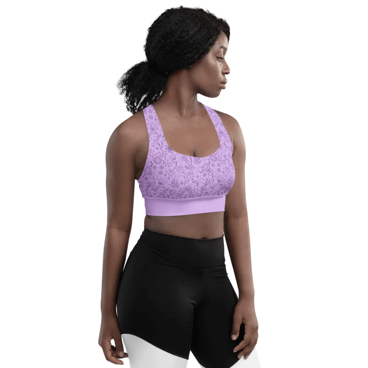 Light Purple Lilac Floral Women's Sports Bra product image (2)