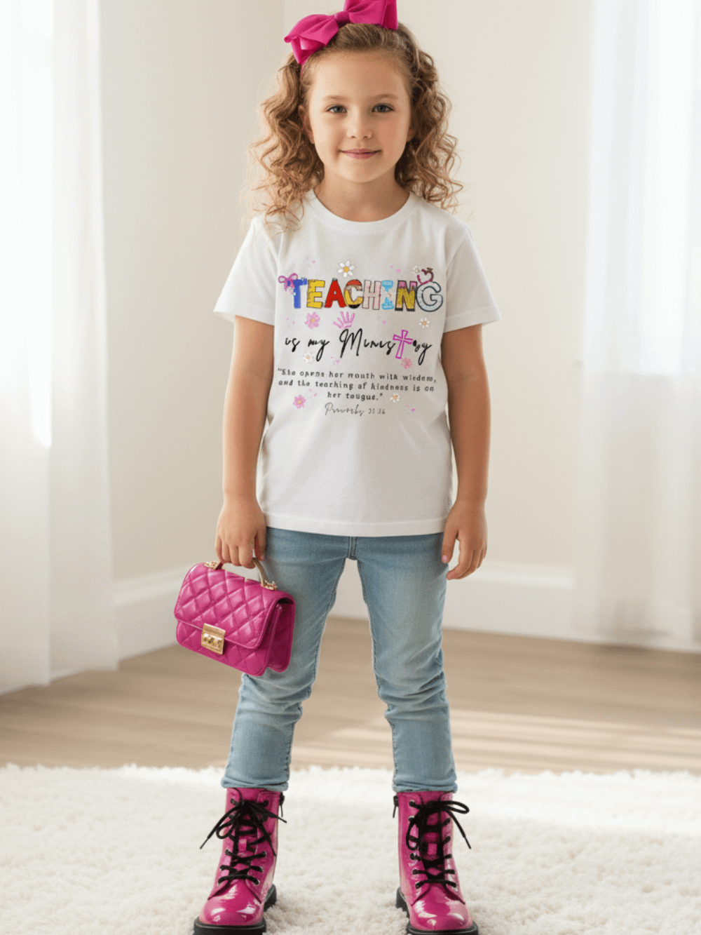 Kids Crew Neck T-Shirt Teaching Letter product image (1)