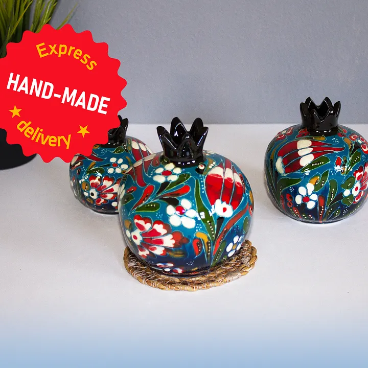 Decor 3-piece Pomegranate Handmade Ceramic set — handmade pottery product image (1)