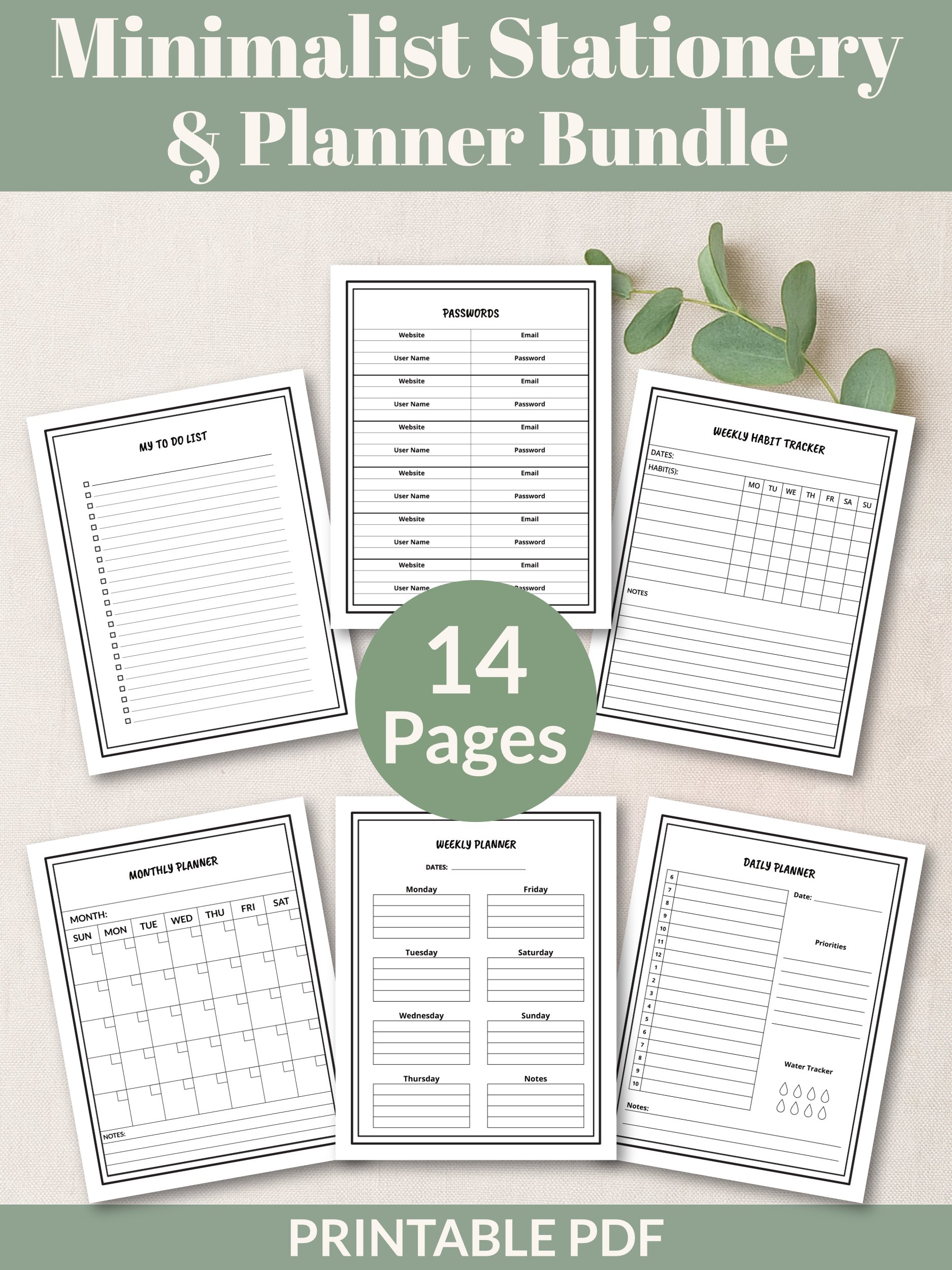 Printable Minimalist Stationery & Planner Bundle product image (1)
