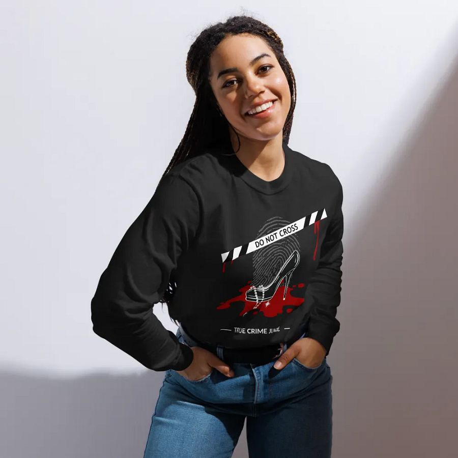 CrimeClothes Heels & Pearls Do Not Cross Long Sleeve T-Shirt product image (8)
