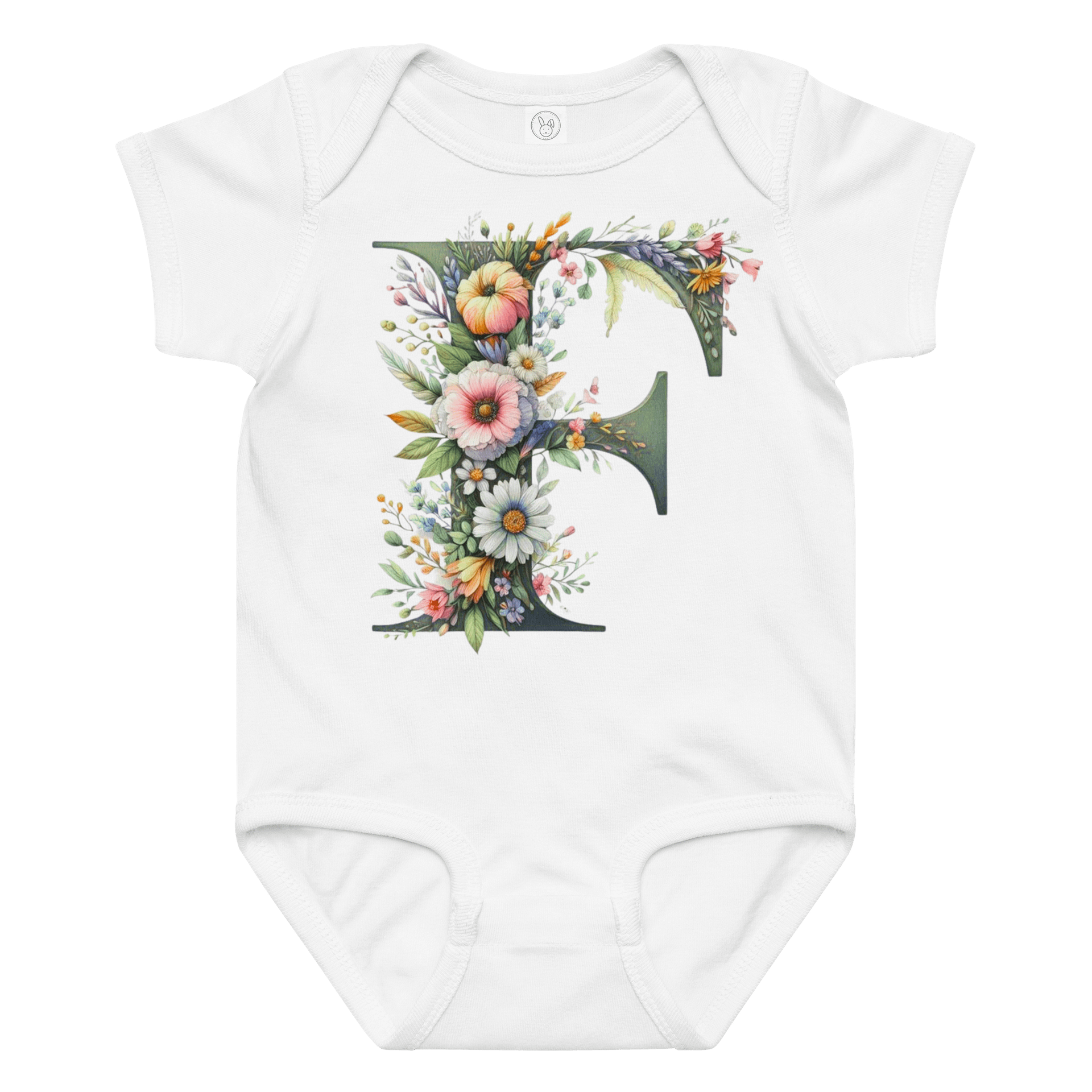 Floral Letter 'F' Baby Bodysuit product image (1)