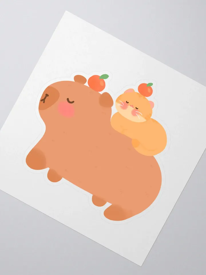 Capybara & Orange Cat Adventures Vinyl Sticker product image (2)