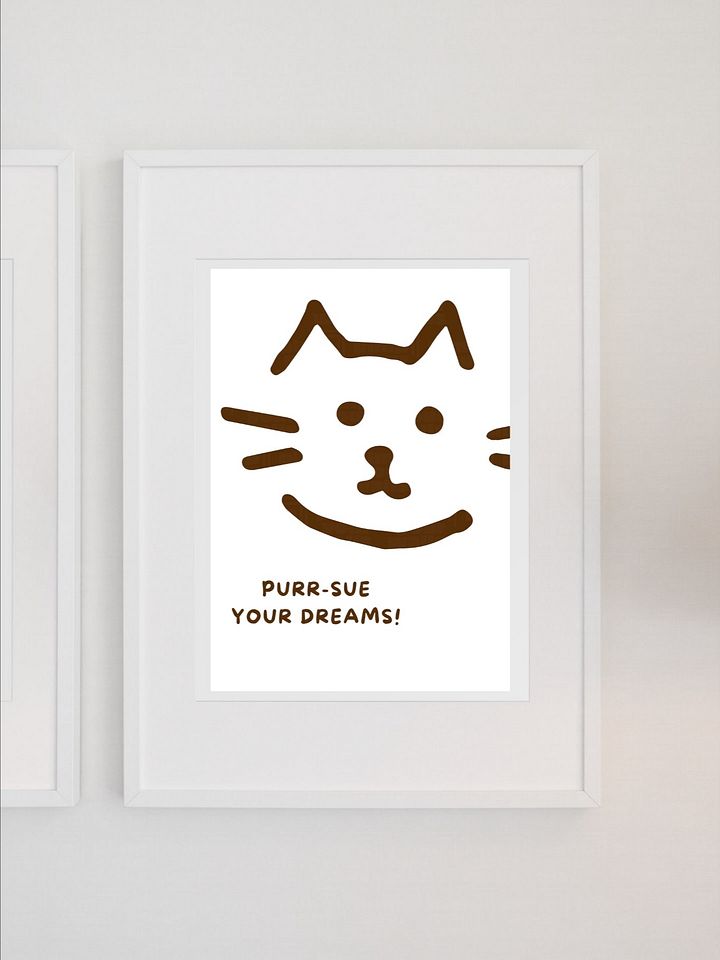 Purr-sue Your Dreams Cat Wall Art - Cute Minimalist Kitty Print, Motivational Animal Poster, Playful Nursery Kids Room Decor, Cat Lover Gift product image (1)