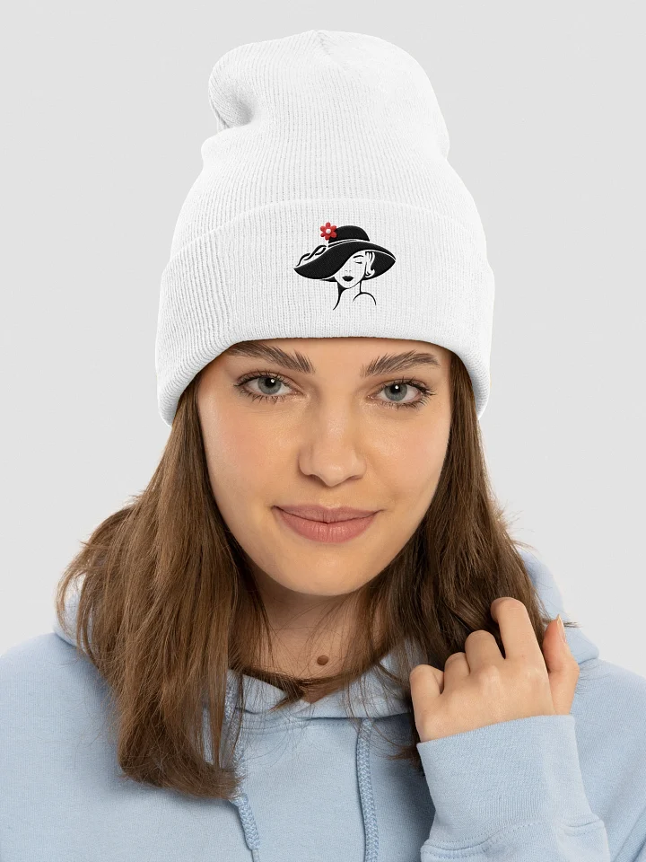 Elegant Lady With Hat Design Cuffed Beanie product image (1)