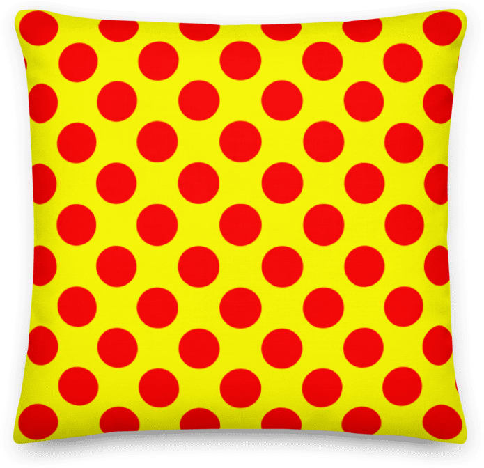 Red Polka Dots on Yellow Premium Throw Pillow product image (2)