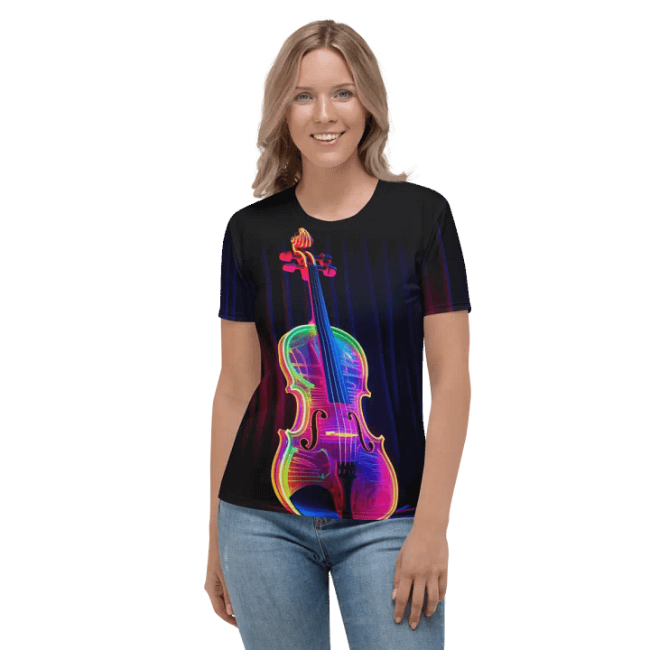 Music Neon Violin All Over Print T-shirt product image (2)