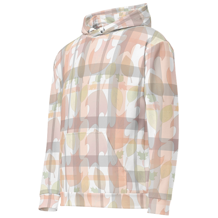 Faded "Falling Leaves" White Plaid Pattern - Recycled Unisex Hoodie product image (2)