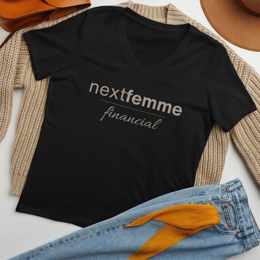 Relaxed V-Neck Tee with Taupe Logotype product image (6)