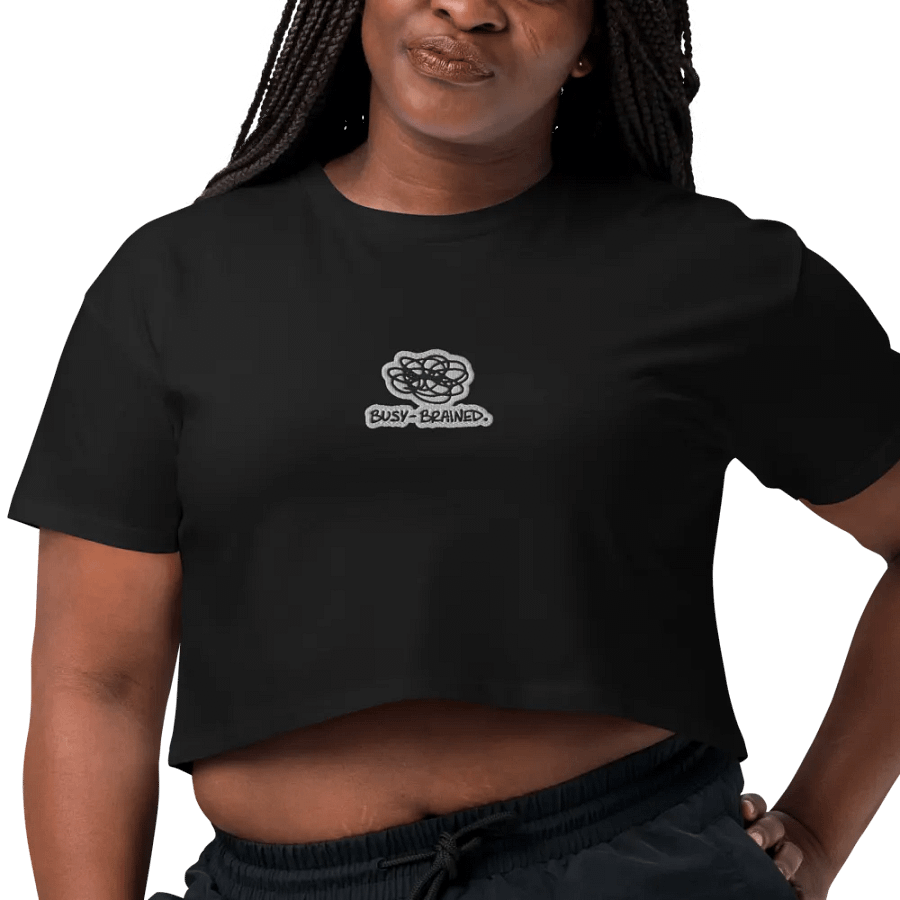 BUSY-BRAINED (bubble design) embroidered cotton crop top product image (3)