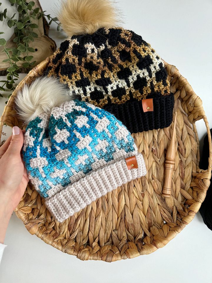 Labyrinth Mosaic Crochet Hat Pattern PDF baby to adult sizes product image (1)