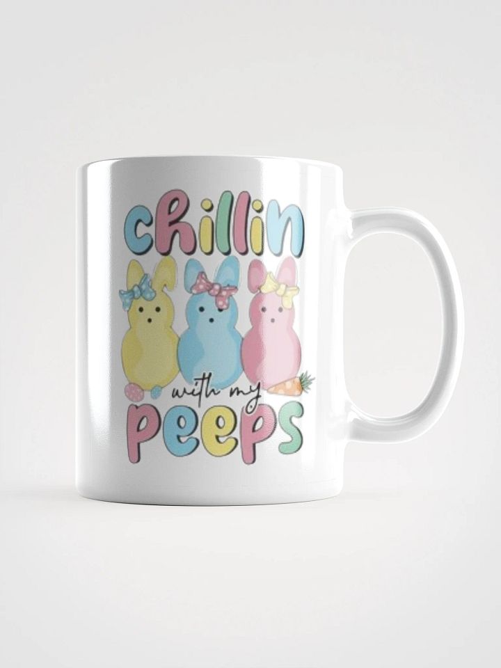 White Glossy Mug Cute Peeps product image (1)