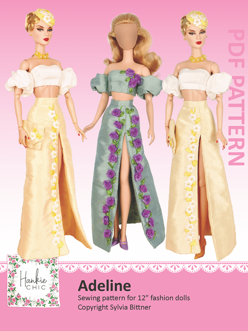 Adeline sewing pattern for 12" fashion dolls