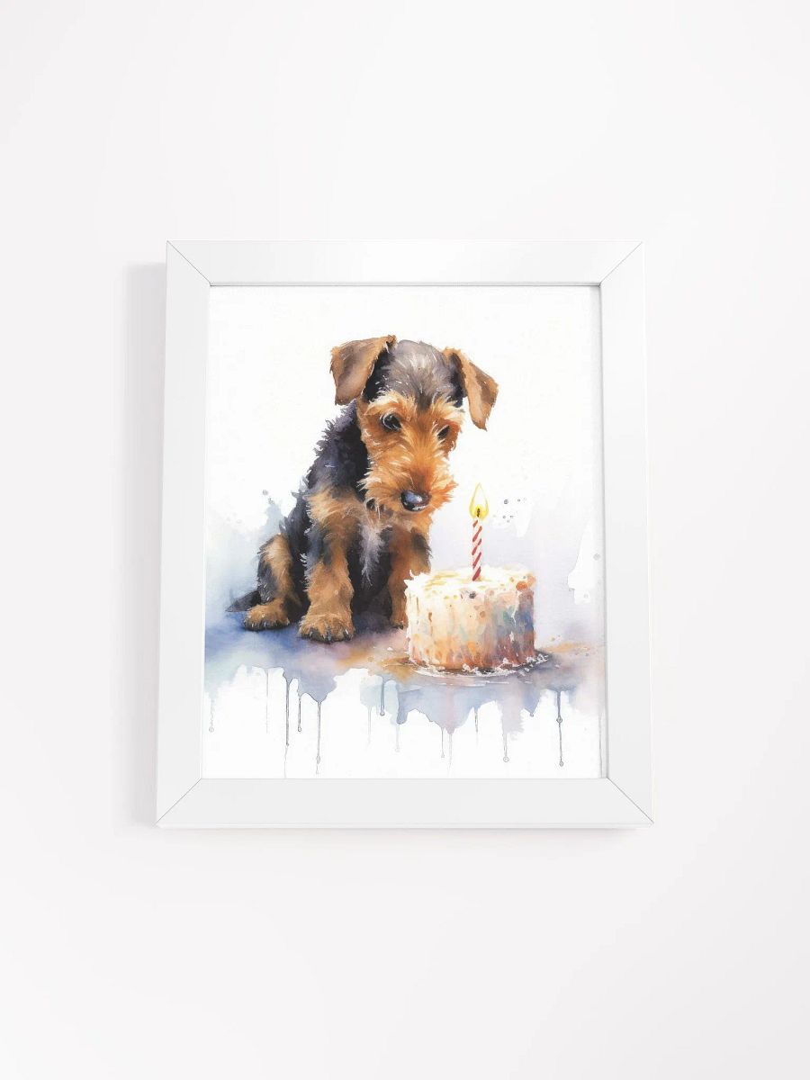 Airedale Terrier Puppy With Birthday Cake Watercolor Wall Art product image (49)