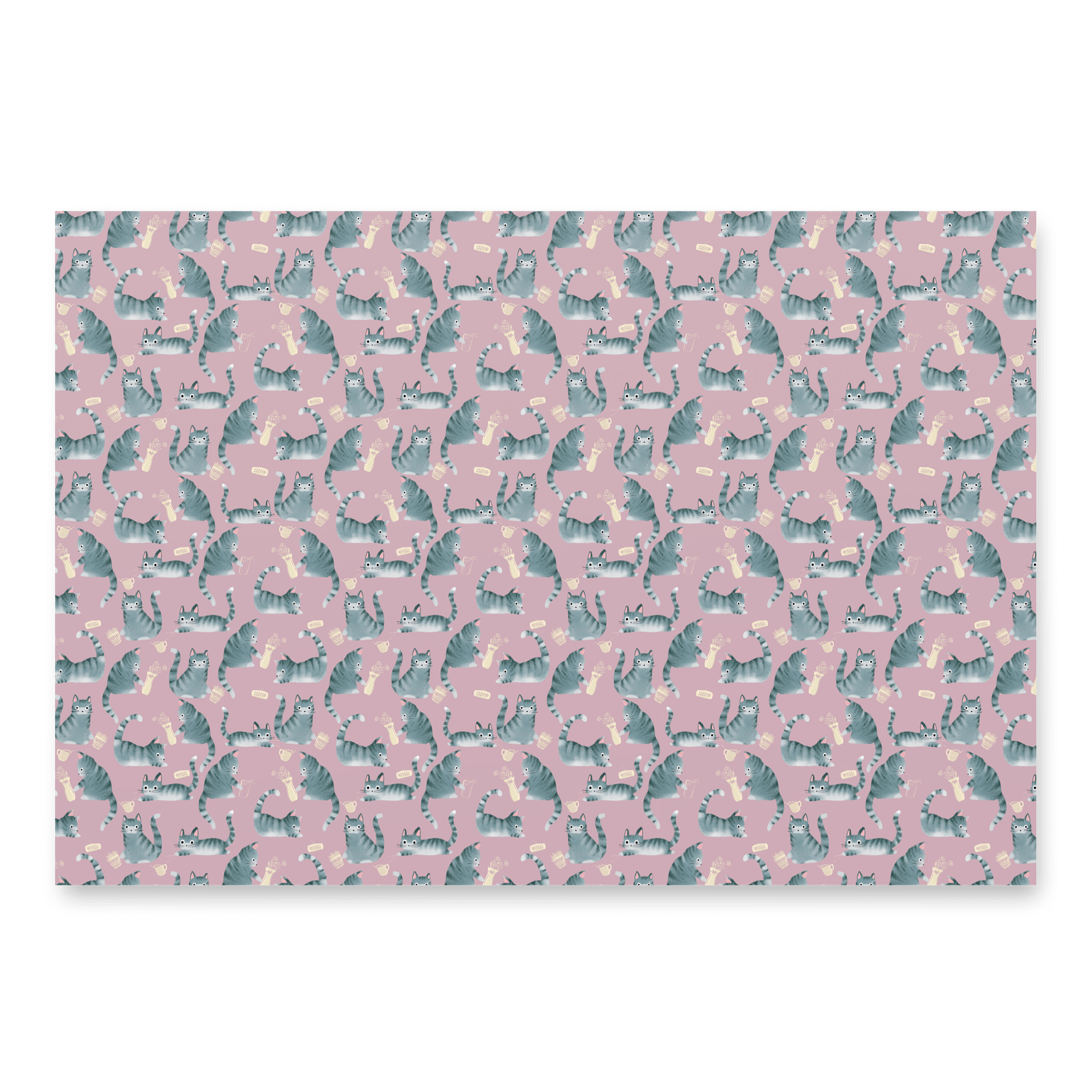 Bad Grey Tabby Cats Knocking Stuff Over Wrapping Paper, 3 Pack product image (4)