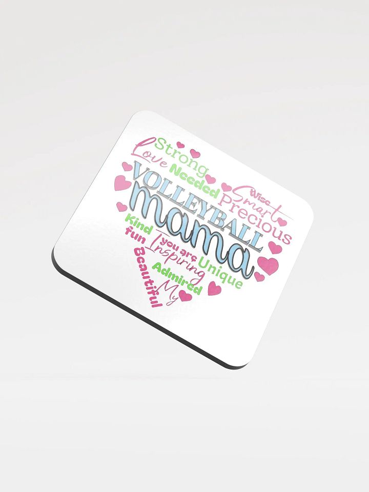 Heart Volleyball Mama Affirmations Cork Coaster product image (2)