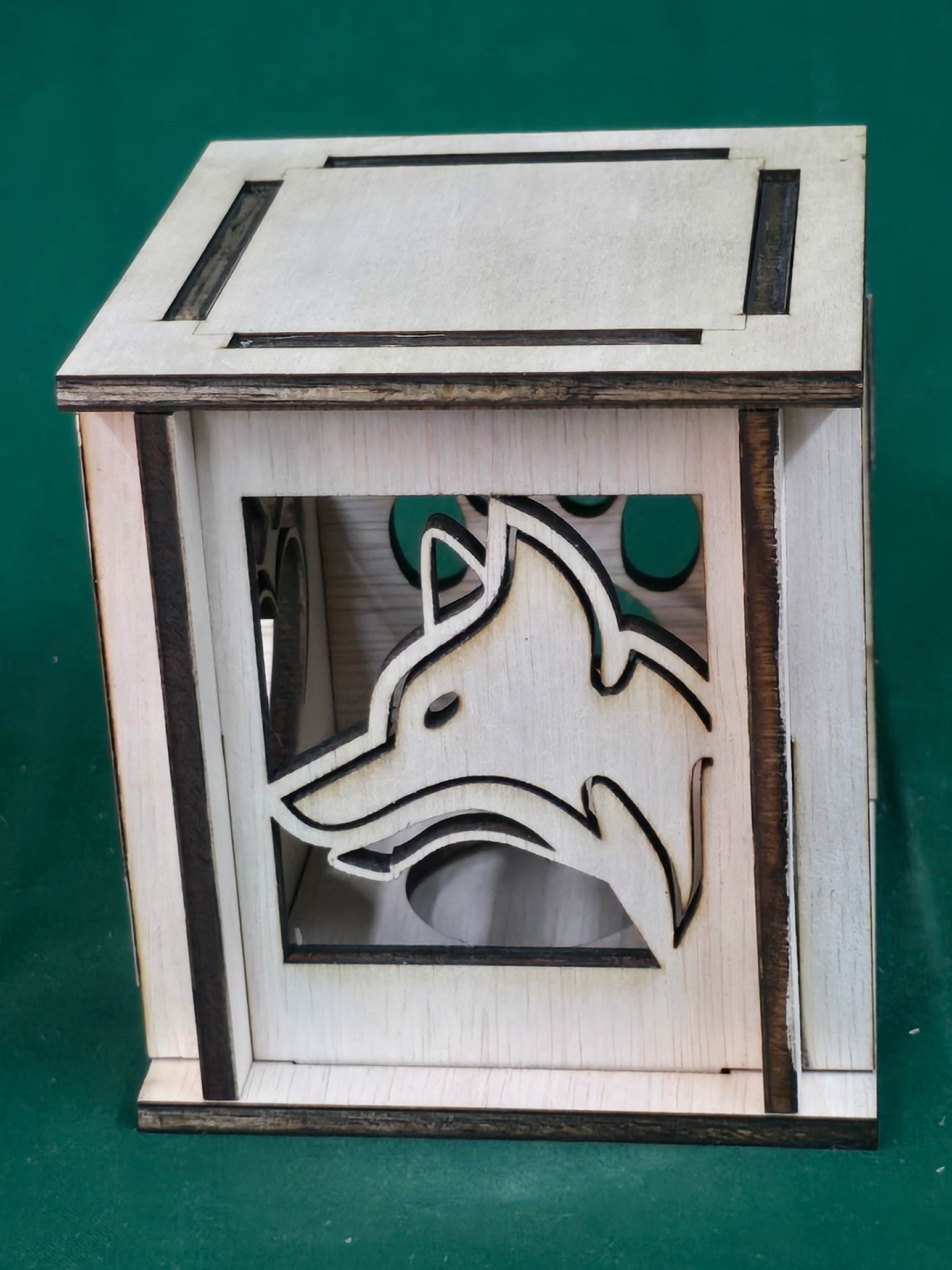 Mystic Wolf Lantern Box - Laser-Cut Wooden Tealight Holder product image (2)
