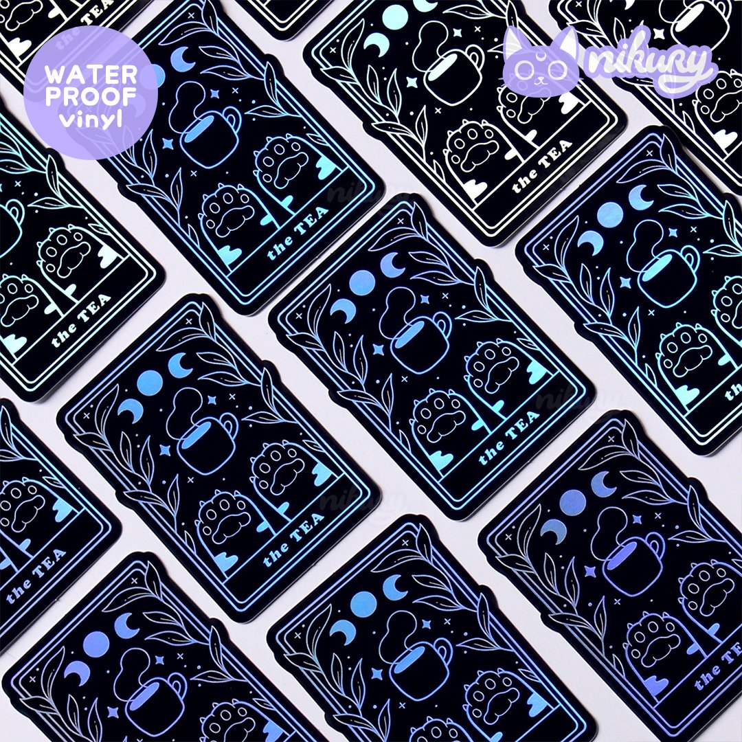 Holographic The Tea Cat Tarot Sticker product image (2)