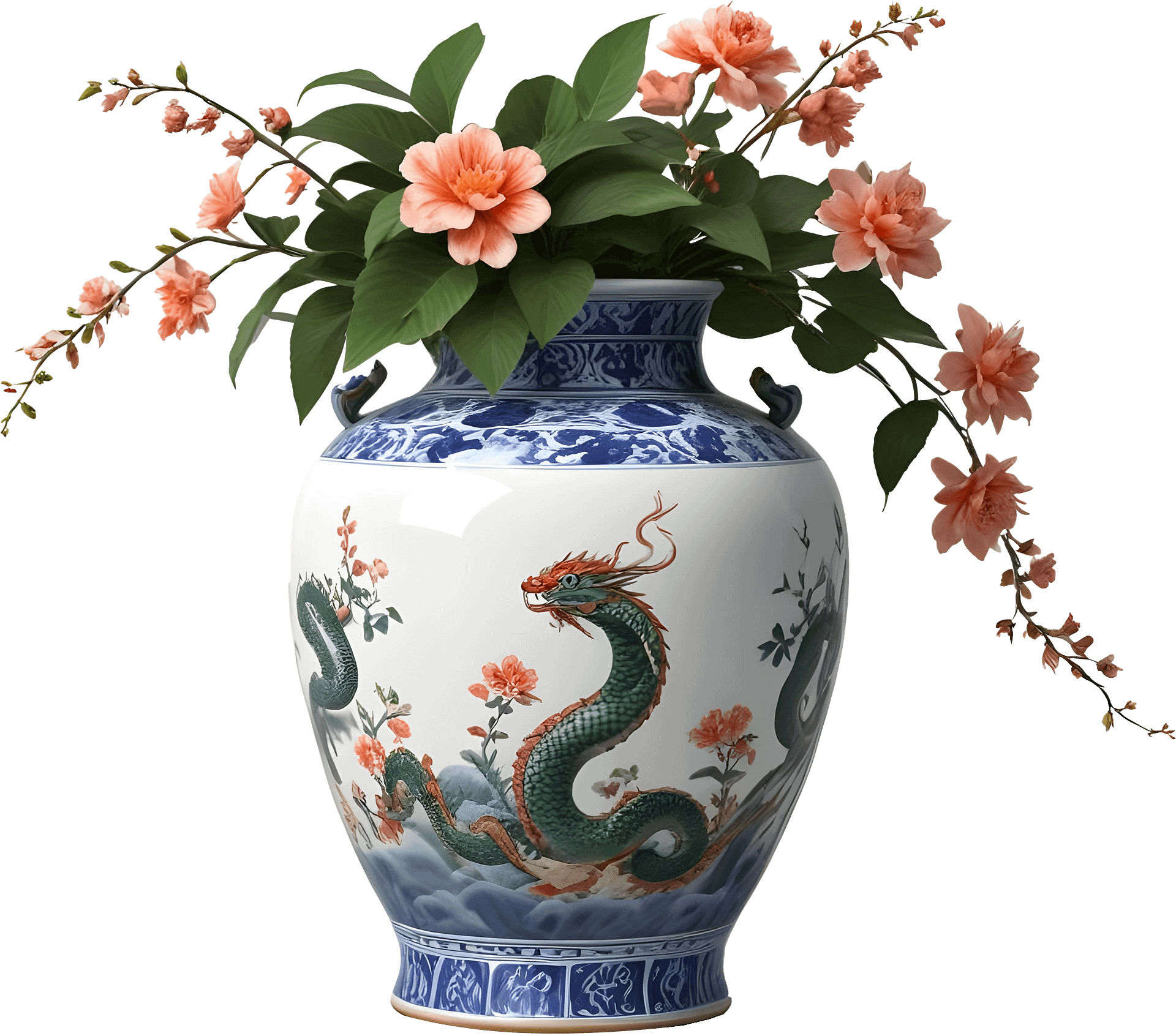 Imperial Dragon Vase – Blossoming Strength PNG product image (1)