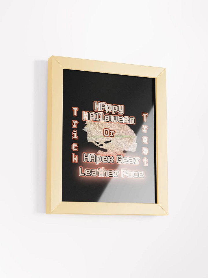 Framed High-Quality Matte Poster - Black - HAppy HAlloween Leather Face product image (2)