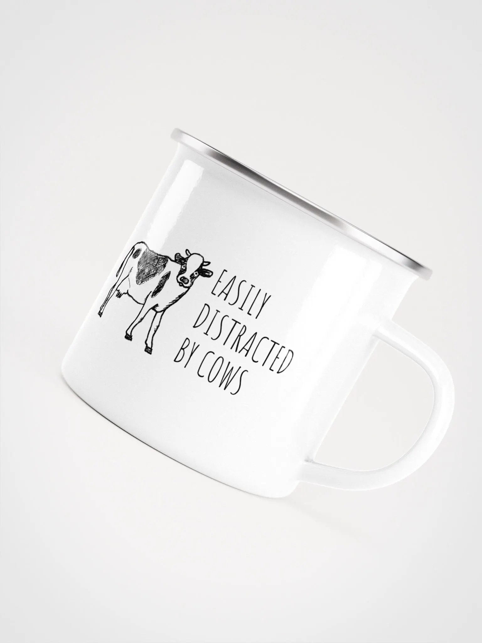 "Easily distracted by cows" enamel Mug product image (2)