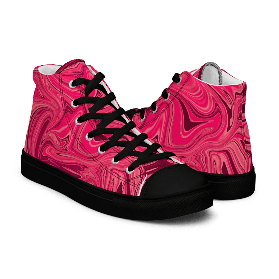 Women's High Top Canvas Shoes - Shades of Magenta Pink Digital Fluid Art product image (10)