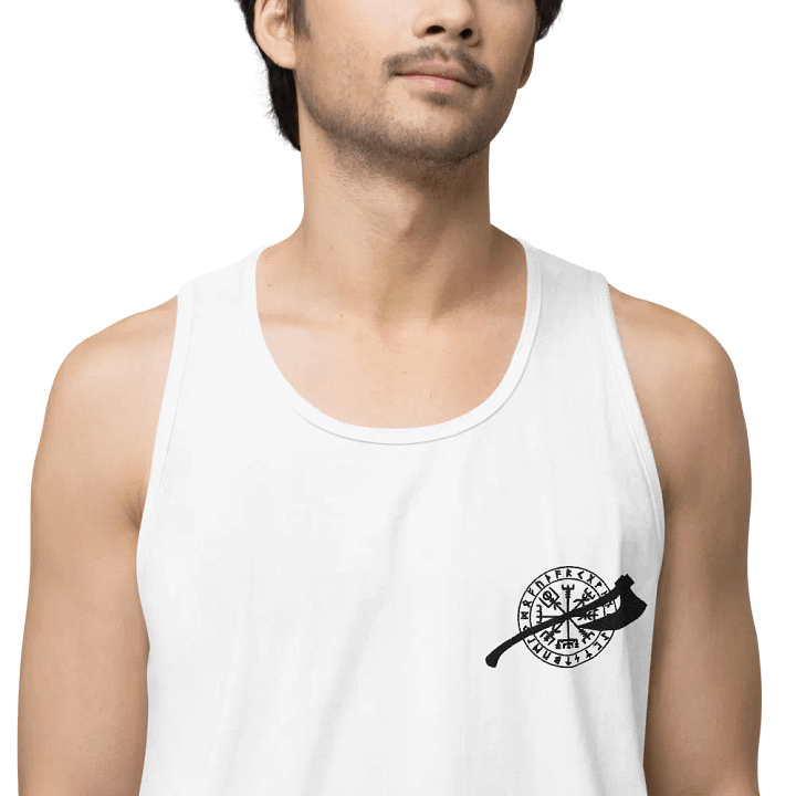 VEGVISIR & AXE - Tank Top Men Black Embroidery product image (2)