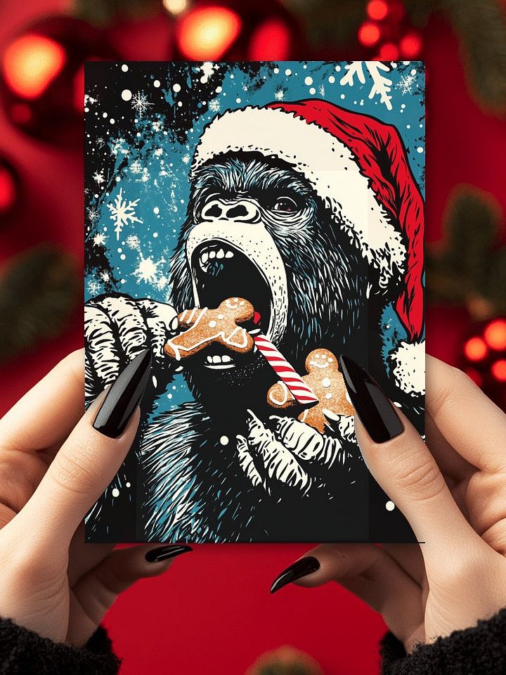 Retro Gingerbread Kong Christmas Cards Pack of 10 • 5×7 product image (1)