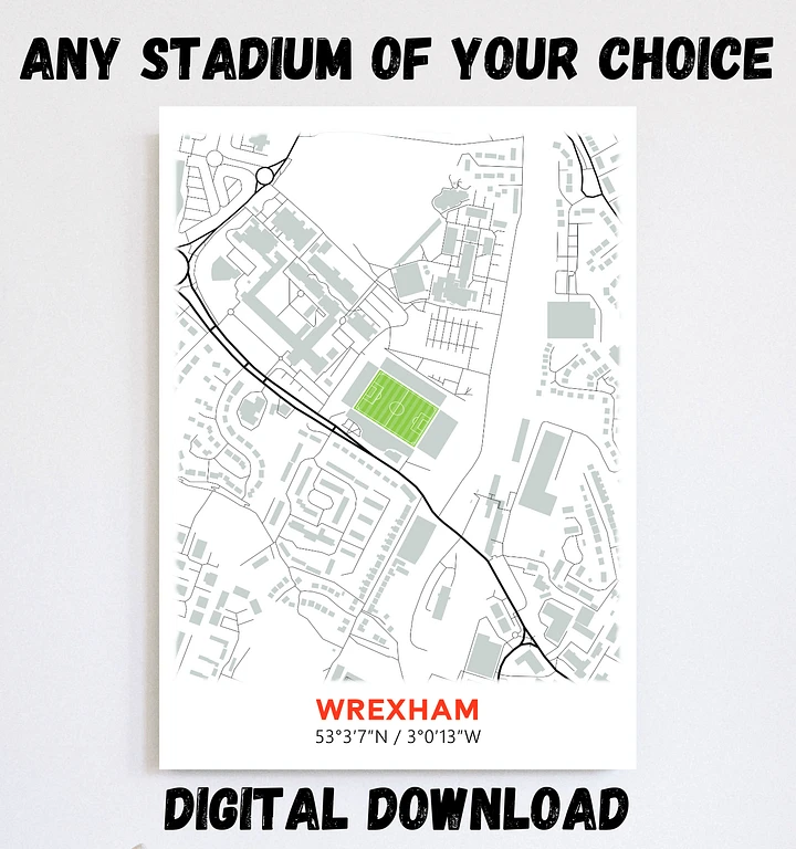 Wrexham Stadium Map Design Digital Download product image (2)