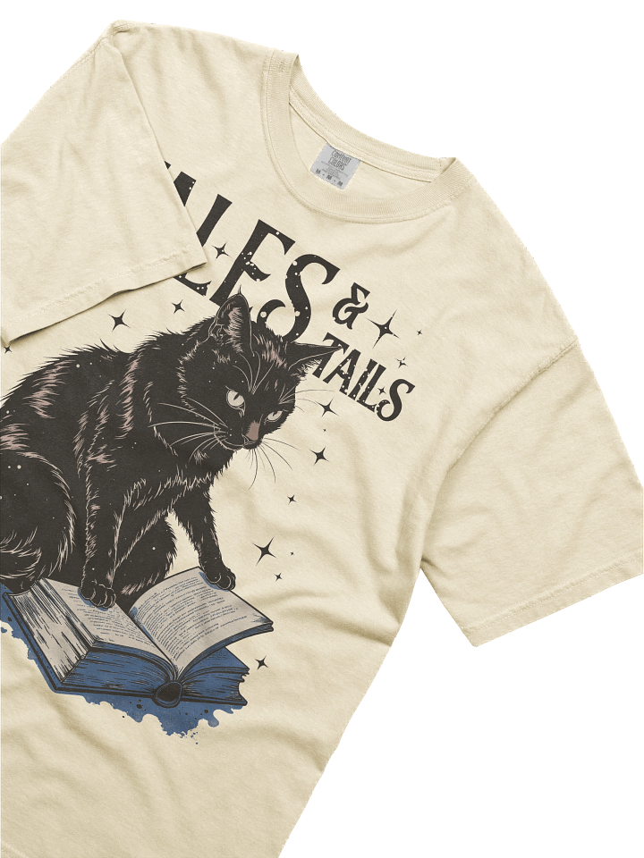 The "Tales & Tails" Book Cat Heavy Weight T-shirt product image (1)