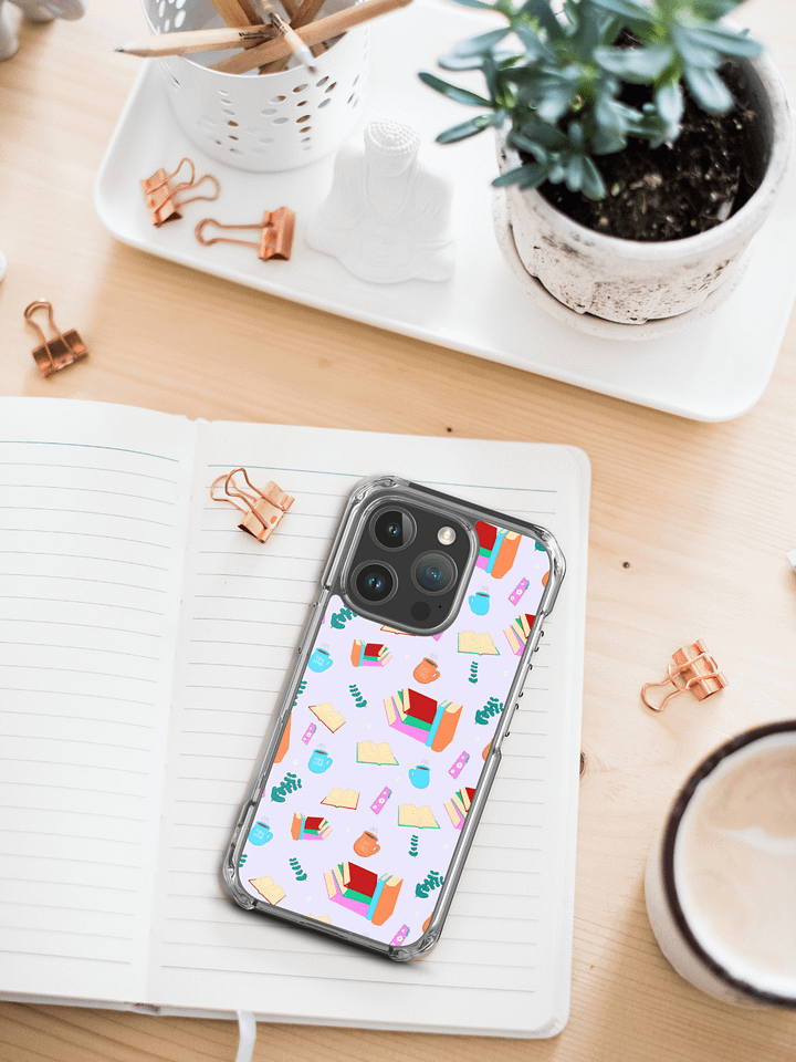 Cozy Book Lovers Pattern-Purple Background Phone Case product image (1)