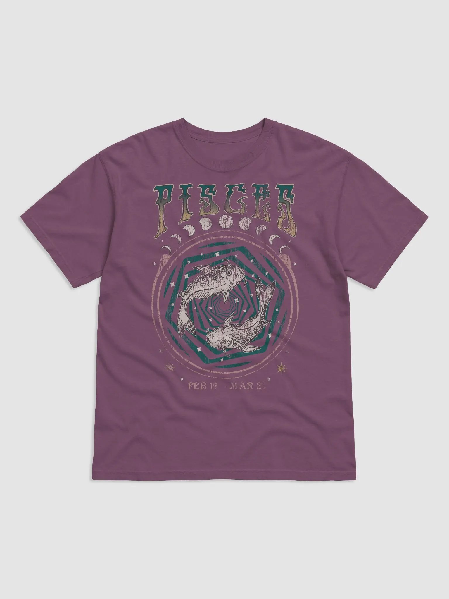 Pisces Zodiac Sign Tee | Art Nouveau-Style Grunge Streetwear T-Shirt for February 19 to March 20 Birth Months product image (2)