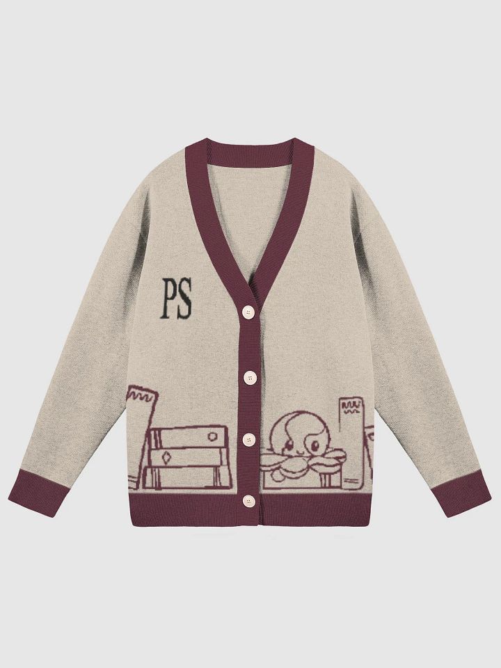 Squiddleton Cardigan - Taupe With Bergundy Print product image (1)