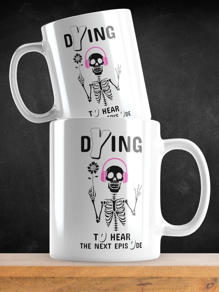 Skeleton Listening To A True Crime Podcast Coffee Mug product image (1)