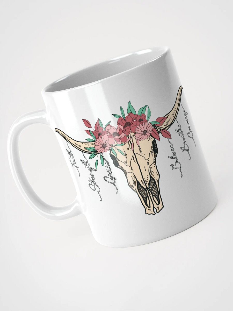 Floral Cow Skulls White Glossy Mug product image (2)