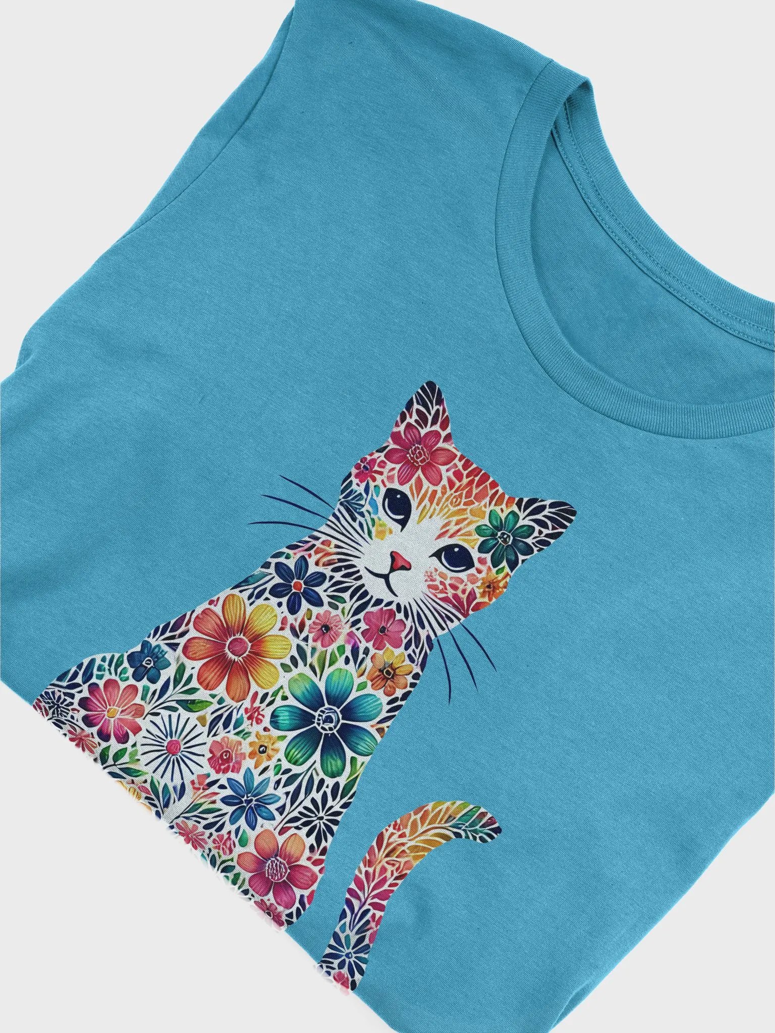 Floral Cat Art T-Shirt - Vibrant and Whimsical Design product image (6)
