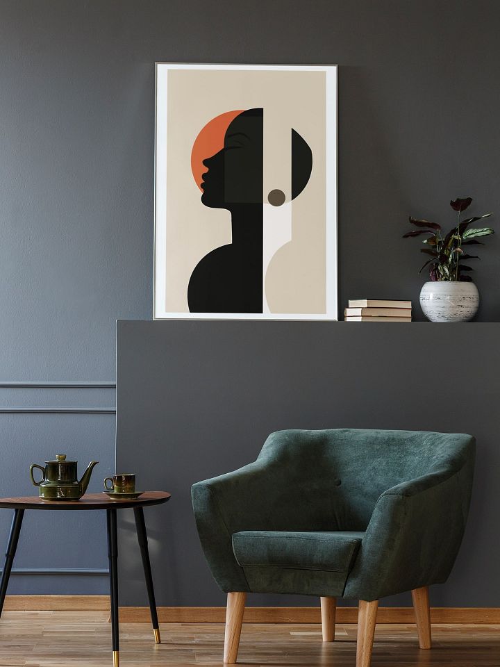 Minimalist Abstract Profile Poster, Modern Art Silhouette with Warm Earth Tones, Contemporary Portrait Print for Home Decor product image (2)