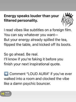 Comment “LOUD AURA” if you’ve ever walked into a room and clocked the vibe like a damn psychic bouncer. #rkbdlife #vibefirst #EnergyReader #nobszone #chaoscrew #unfilteredfrequency #spiritualbutsarcastic #fyp #foryoupage #yeah #bobbydrocks 