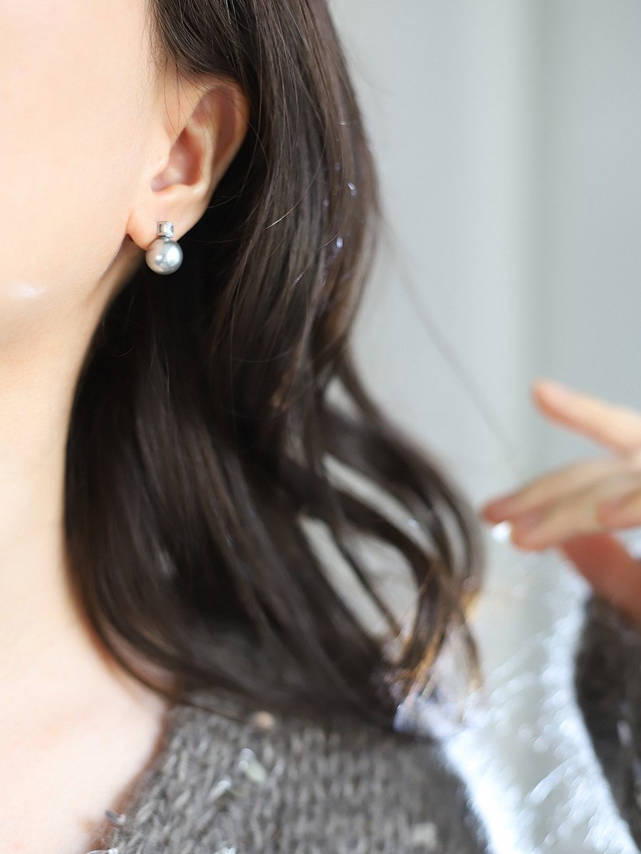 Pearl & Diamond Stud Earrings | Sterling Silver product image (11)