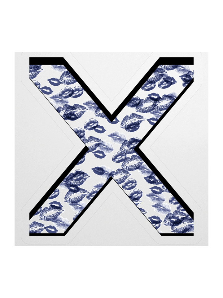 White X Dark Blue Lipstick Kisses | Kiss-cut Sticker product image (1)