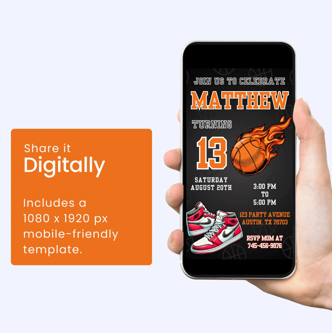 Basketball Birthday Invitation | Jordan Theme | Sports Party Invite | Editable Canva Template | Instant Download | DIY Invitation product image (2)