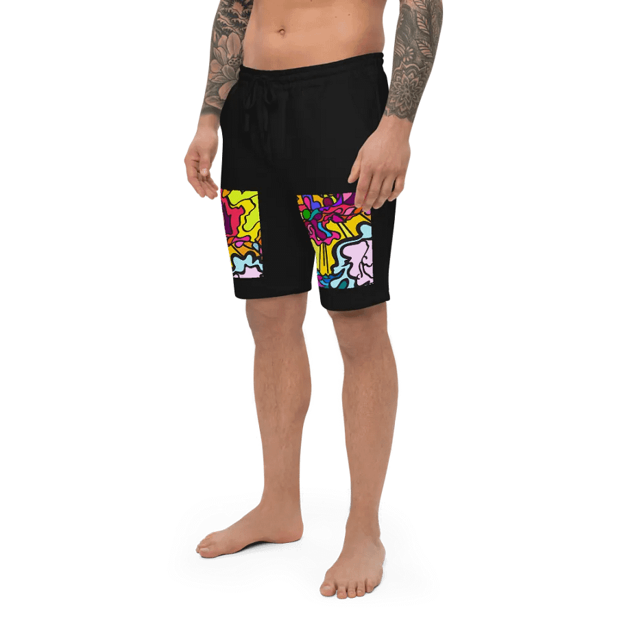 Vibrant Flow Men's Fleece Shorts - Wave at Sunset product image (5)