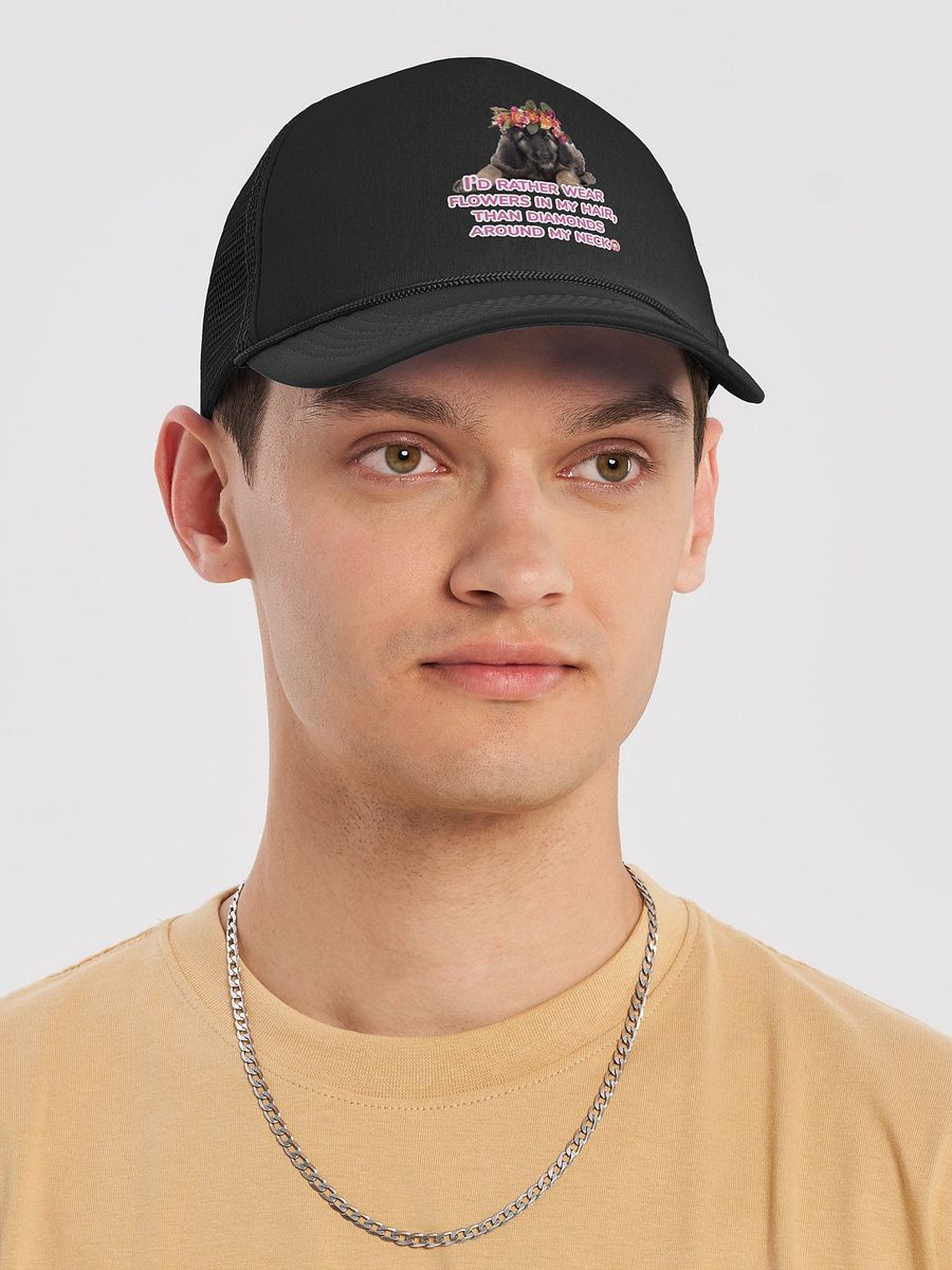 Flower Crown Pup Foam Trucker Hat - 