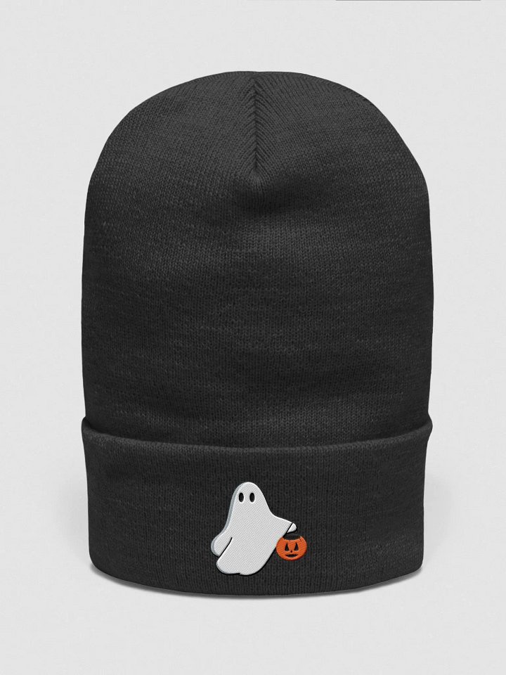 Ghost with Pumpkin Embroidered Cuffed Beanie product image (1)