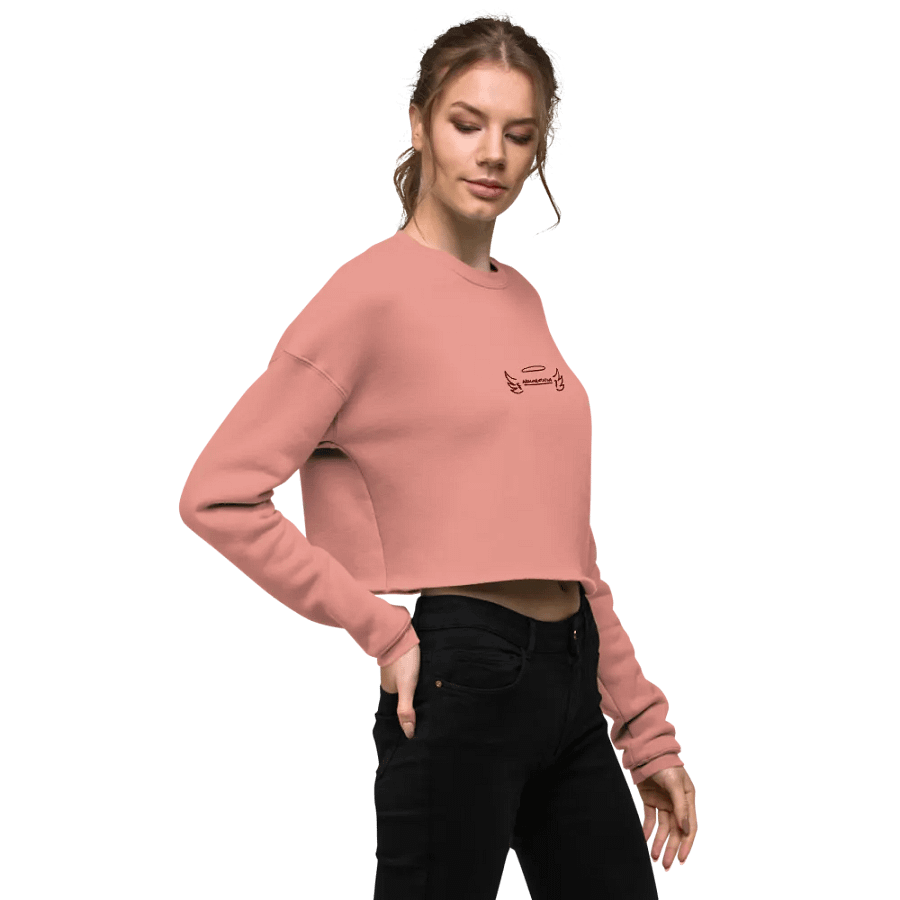 ANGELIC (maroon thread) embroidered fleece crop crew product image (10)