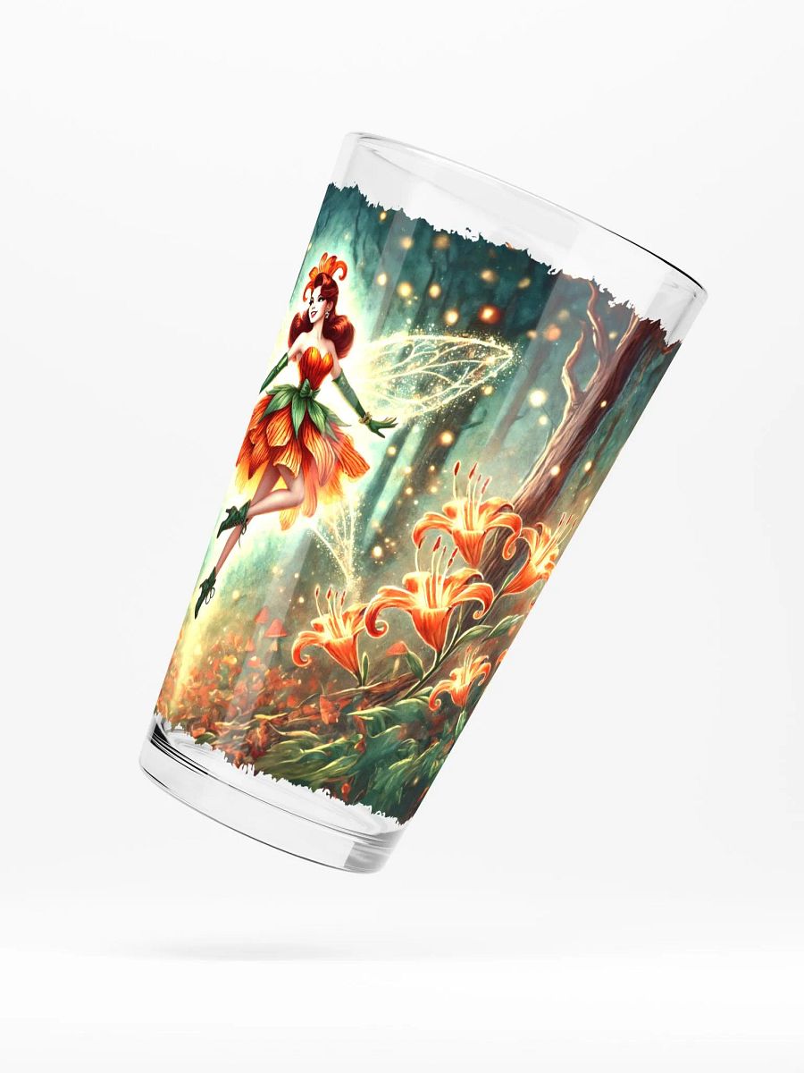 Enchanted Orange Lily Fairy 16 oz Glass - Fairytale Glassware product image (5)
