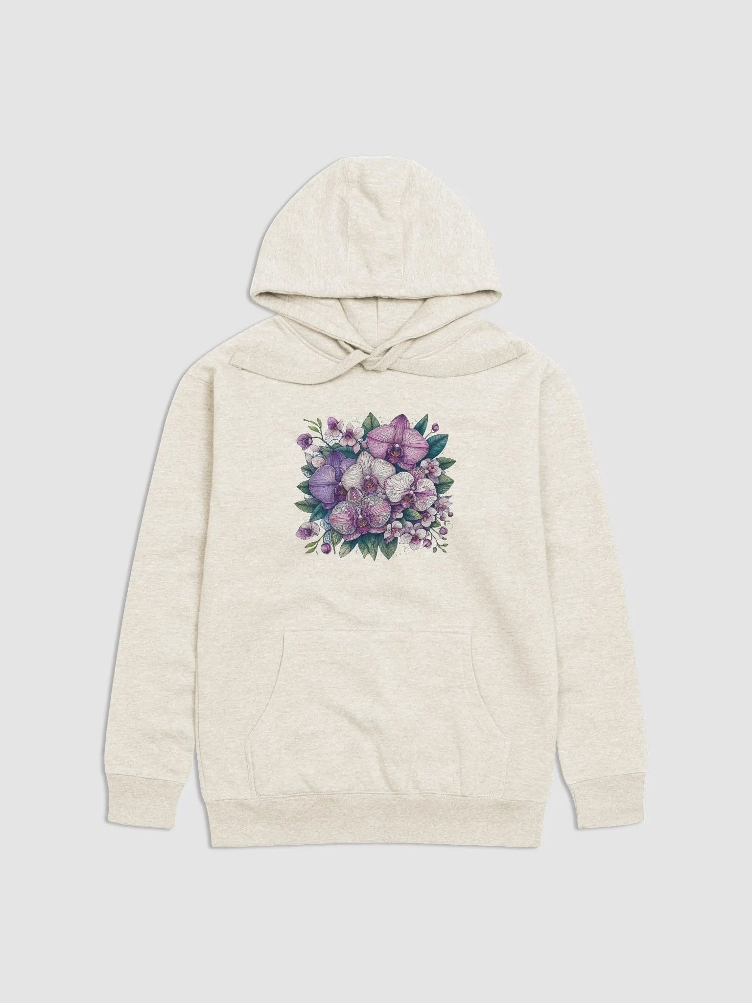 Orchid Oasis Premium Hoodie | AI Design mandala patterned flowers product image (1)